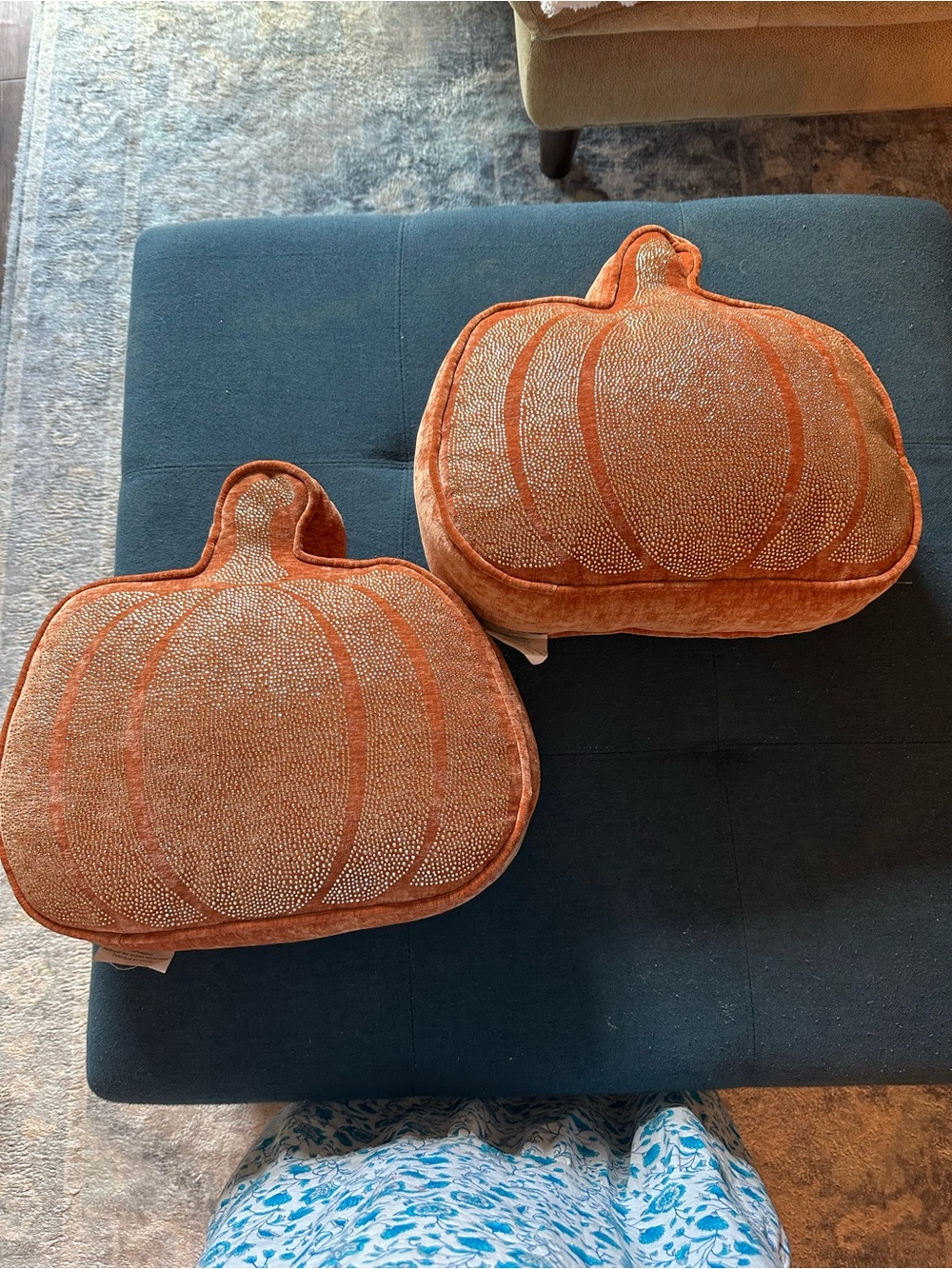 Magaschoni Plush Velvet Pumpkin Accent Pillow in Rust Orange